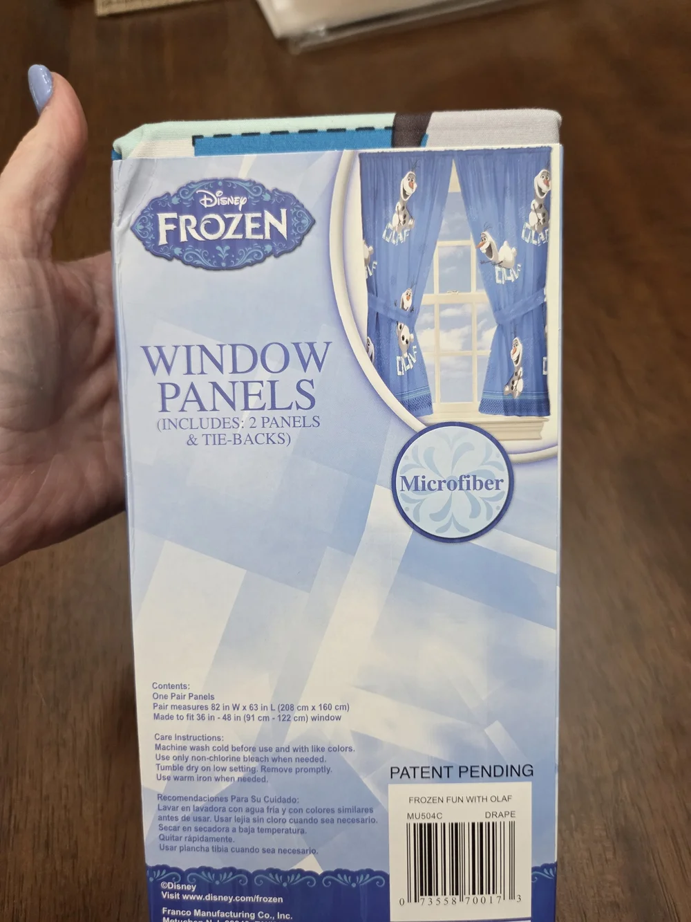 2 Packs (4 Panels) Disney Frozen Olaf Blue Window Curtains - Microfiber Panels